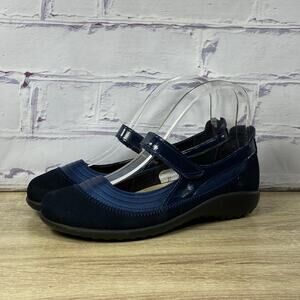 Naot Kirei Navy Blue Mary Jane Flats EU 37 US 6-6.5 Slip On Suede Leather Shoes
